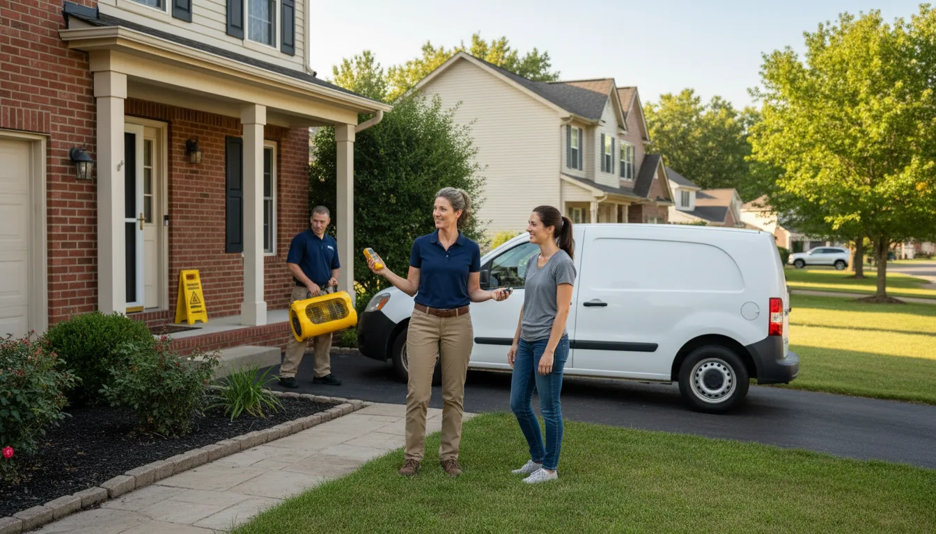Residential water damage restoration in Hooppole, IL